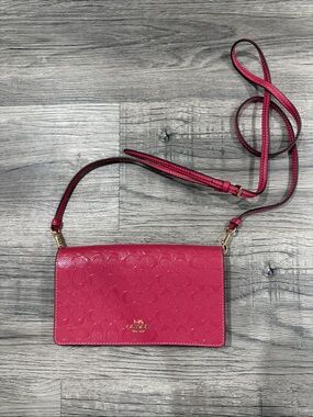 Coach Fuchsia Signature Embossed Crossbody Bag